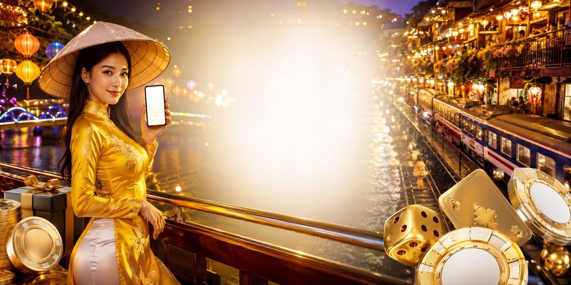 Người dùng trải nghiệm casino trực tuyến trên điện thoại di động tại Hà Nội với trang phục áo dài truyền thống